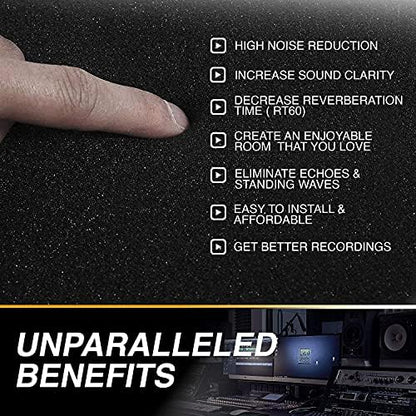 52 Pack Acoustic Panels 1 X 12 X 12 Inches - Acoustic Foam - High Density- Soundproof Studio Wedges - Charcoal