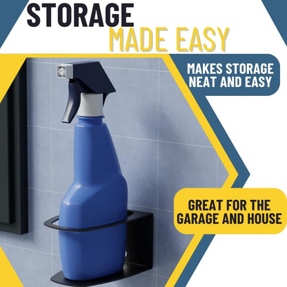 Koova Spray Bottle Holder Heavy Duty- Wall Mount Storage Rack for 1 Spray Bottle, Utility Shelf with Included Hardware - Made in USA, Sturdy Metal Organizer for Efficient Kitchen and Garage Storage