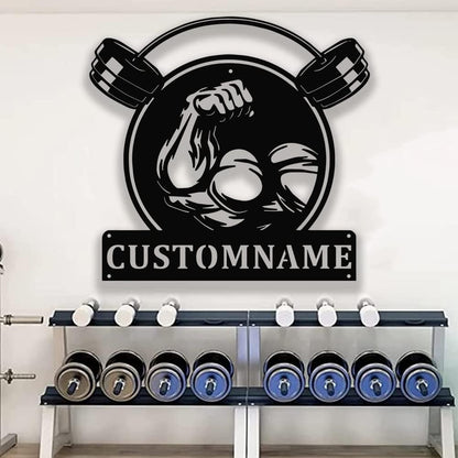 Personalized Gym Sign Custom Metal Wall Art for Workout Room, Home Fitness Center, Motivational Garage Decor, Powerlifting Gifts for Women, Men, Dad, Papa, Grandpa, Mother, Sister, Girls, Family