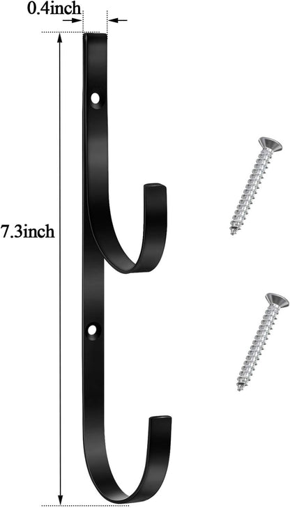 6 Pieces Pool Pole Hook Hanger Swimming Metal Brackets Pool Hook with 12 Pieces Screws for Telescopic Poles, Skimmers, Leaf Rakes, Net, Brush, Vacuum Hose, Garden and Pool Accessories (Black)