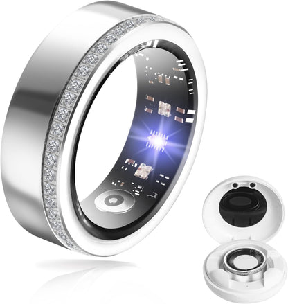 Health Tracker Smart Ring for Men Women-IP68 Waterproof Sleep Tracker with Heart Rate/Blood Pressure/Blood/Physiological Cycle/Oxygen Tracking, Step Counter, iOS & Android Compatible (8#)