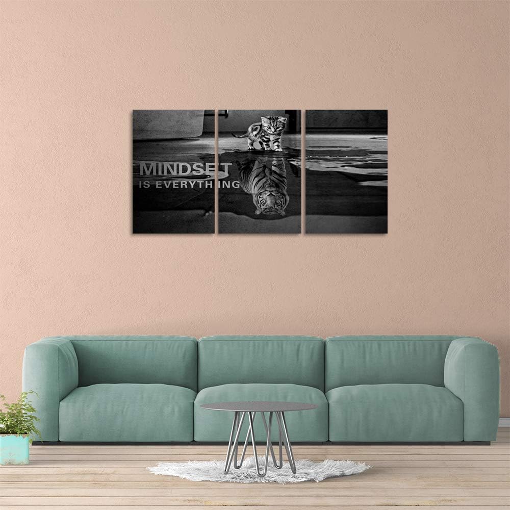 Yetaryy Inspirational Canvas Wall Art Large 3 Pieces Motivational Wall Art Picture Mindset is Everything Wooden Framed Artwork Entrepreneur Quotes Inspiration Wall Decor Painting Picture Wall Ar Hang,