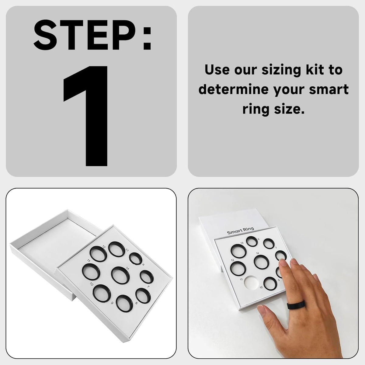 MUMU Smart Ring Sizing Kit for Women Men,Fitness Tracker Ring for Sport Monitoring,Choose Sizes 7 to 13,No Subscription Fee, IP68 Waterproof Smart Ring for iPhone & Android(Only Sizing Kit)