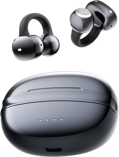 A50 Clip on Earbuds, Bluetooth 6.0 Wireless Open Ear Headphones w/5.3g Weightless Comfort,48H Playtime,3D Soundstage,Clear Call Mics,IPX5,Multipoint Connection,Fit for Workout Running Black