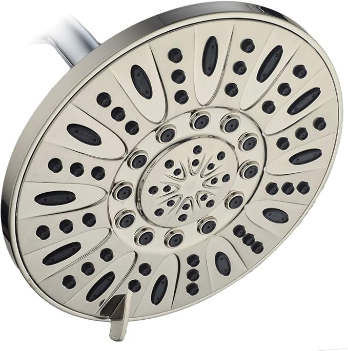 AquaDance Brushed Nickel High Pressure 6-Setting 7" Rain Shower Head – Angle Adjustable, Anti-Clog Showerhead Jets, Tool-Free Installation-USA Standard Certified-Top U.S. Brand – 1.8 GPM