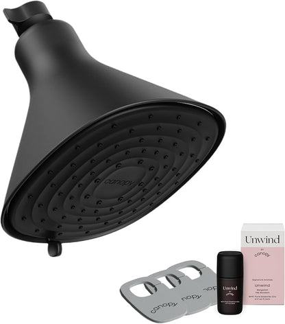 Canopy Filtered Shower Head - High Pressure Shower Head Filter for Hard Water - Shower Filter To Remove Impurities for Healthier Scalp, Skin & Hair - Reduce Dry Skin & Breakage - Black Shower Head