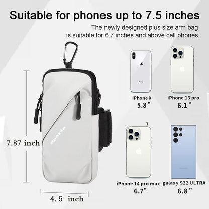 Phone Holder Arm Bands, Small Crossbody Shoulder Holsters Bag with Arm Band, Fits iPhone and All Cell Phones, Use for Running, Walking, Hiking & Biking (Plus Size,Grayish White)
