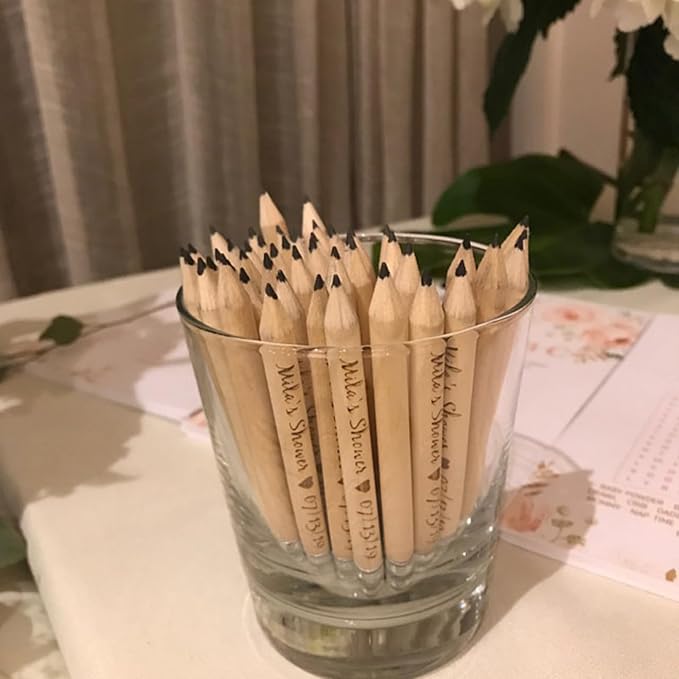 Personalized Name Pencils,Bridal Shower Pencils for Games, mini Pencils with Eraser, Personalized Golf Pencils, Half Pencils with Eraser, Wedding Favors for Guests Bulk (50 PCS)
