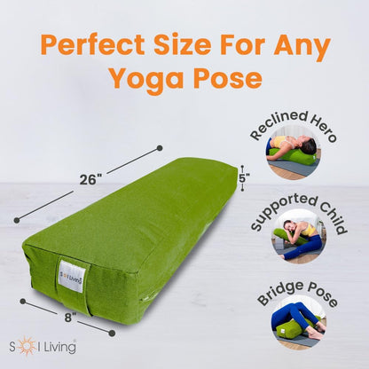 Sol Living Yoga Bolster Pillow Rectangular Meditation Cushion Cotton Meditation Accessories for Restorative Yoga Meditation Pillow Yoga Pillow Firm Body Pillow Bolster Pillow for Legs Removable Cover