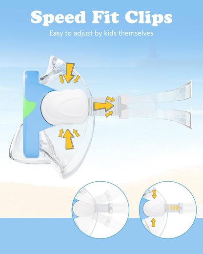 Aegend Kids Swim Mask Goggles, Tempered Glass 180° HD Wide View with Nose Cover