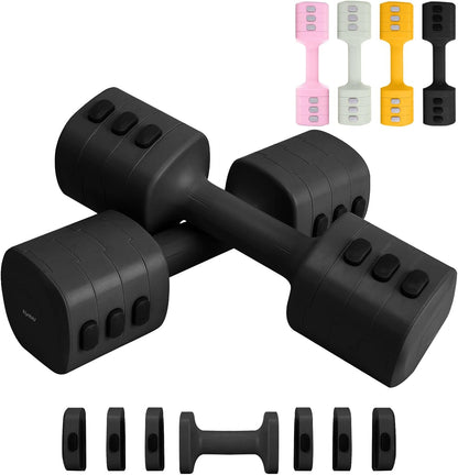 Adjustable Dumbbell Set of 2, 4 in 1 Free Weights Dumbbells Set for Women with Fast Adjustment, Each 2lb 3lb 4lb 5lb Hand Weights Set for Home Gym & Outdoor Exercise Training