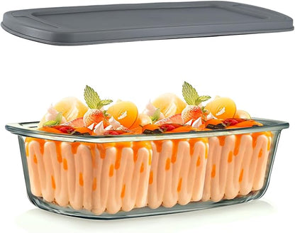 4 Piece Glass Loaf Pan Set with Lids - Stackable 1.9 QT/62oz/1800ML Glass Bread Baking Dish Microwave and Oven Safe - Loaf Pans For Baking Bread, Cakes