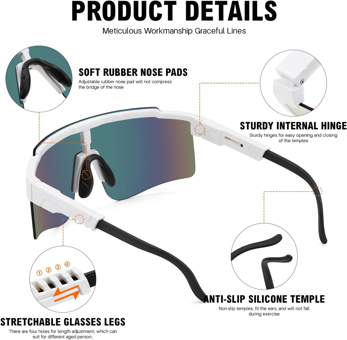 MALIDAK Sports Sunglasses for Mens Women Youth Baseball Sunglasses UV400 Protection Men Cycling Glasses