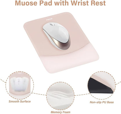MOSISO Wrist Rest Support Mouse Pad & Keyboard Set, Apricot | Rectangular Ergonomic Mousepad, Non-Slip Base, Home/Office Pain Relief & Easy Typing, Neoprene Cloth & Raised Silicone Lining