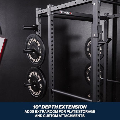 Titan Fitness T-2 Series Power Rack Extension Kit, 12-Gauge Steel Uprights, Bolt-Together Rack Expansion for Home Gym with Weight Plate Holders