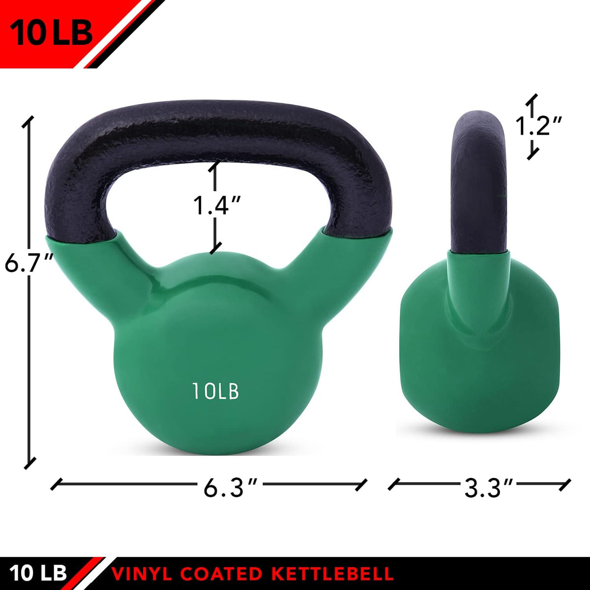 JFIT Kettlebell Weights Vinyl Coated Iron - 12 Size Options, 5lbs-50lbs - Coated for Floor and Equipment Protection, Noise Reduction, Ballistic, Core, Weight Training