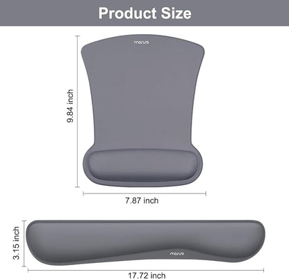 MOSISO Wrist Rest Support for Mouse Pad & Keyboard Set, Ergonomic Mousepad Non-Slip Base Home/Office Pain Relief & Easy Typing Cushion with Neoprene Cloth & Raised Memory Foam, Space Gray