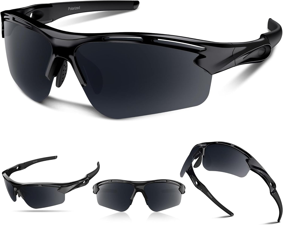 Polarized Sports Sunglasses for Men Women,UV400 Protection Sunglass for Running Cycling Fishing Hiking TR90