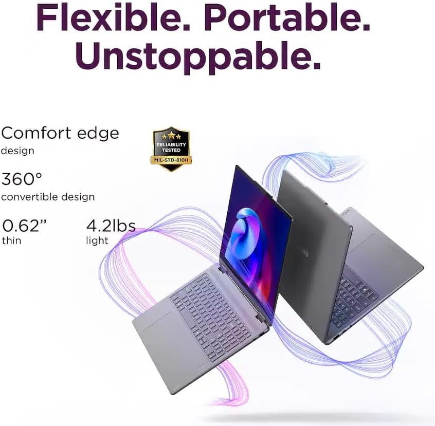 Lenovo Yoga 7i 2-in-1 AI PC Laptop 16" 2K WUXGA IPS Touch, Intel Core Ultra 7 256V, 16GB RAM 2TB SSD, Intel Arc Graphics 140V, Backlit KB, FP Reader, Thunderbolt, Win11, w/USB 3.0 Hub, W/GaLiMu