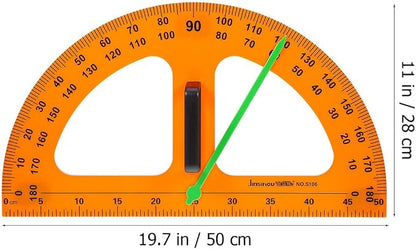 Operitacx Large Protractor, Classroom Math Protractor, Teaching Magnetic Protractor, 180 Degrees Teacher Blackboard Drawing Tool Classroom Supply (19.6x11 inch)