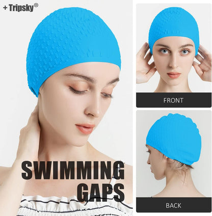 Tripsky Silicone Swim Cap,Comfortable Bathing Cap Ideal for Curly Short Medium Long Hair, Swimming Cap for Women and Men, Shower Caps Keep Hairstyle Unchanged…