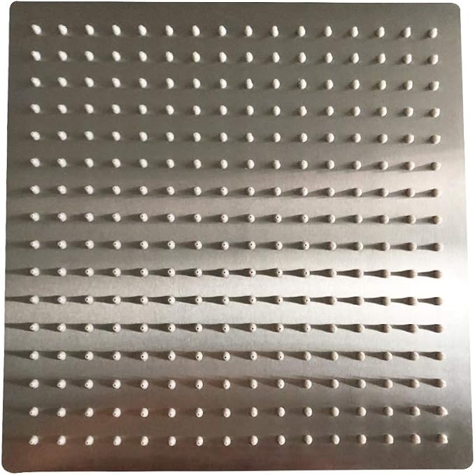 BESy 12 Inch Rain Shower Head, 12" Square Rainfall & High Pressure Stainless Steel Bath Shower Head, 1/16" Ultra Thin, Waterfall Full Body Coverage with Silicone Nozzle, Non Fingerprint Brushed Finish