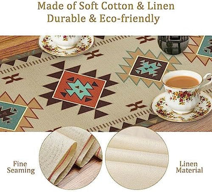 Aztec Southwest Table Runner,Ethnic Geometric Table Runners Dresser Scarves Table Setting Decor for Garden Farmhouse Wedding Party Holiday Dinner Home 13x36 Inch