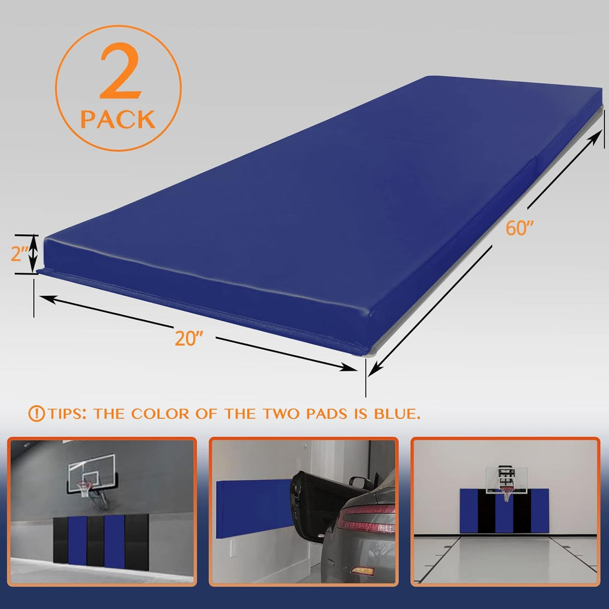 PROGOAL 2"/4" Thick Foam Protection Wall Pad，Gym Basketball-Court Protectors，Durable Waterproof Padding for Wall-Mounted Basketball Hoops(60" L x 20" W)…