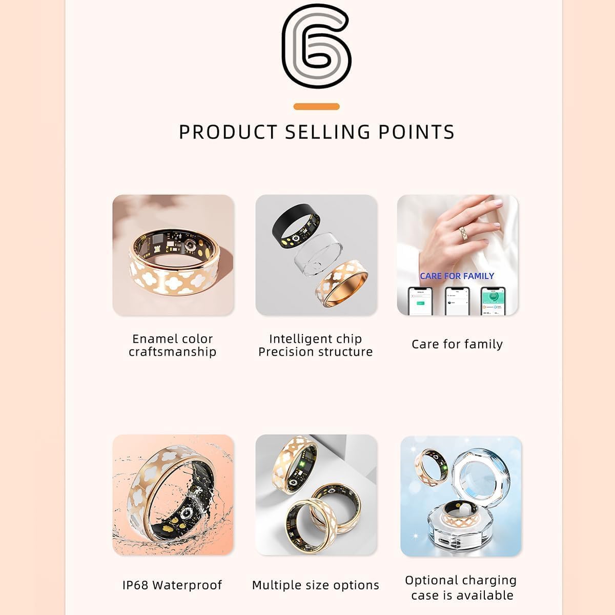 Smart Ring Health Tracker for Women Men, Fitness/Sleep/Stress/HR Tracker, Fitness Tracker with Steps, Distance & Calorie Count, iOS & Android Compatible, IP68 Waterproof (10#)