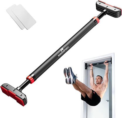 RHINOSPORT Door Pull Up Bar Doorway No-Screw from 69-92 cm (27.1in-36.2in) Workout Equipment for Home Gym Upper Body Workout Non-slip 2x EXTRA Foam Padding for Ultimate Door Frame Protection