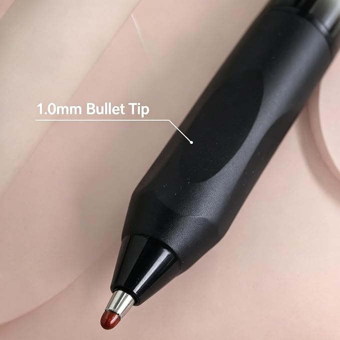 Fengtaiyuan Retractable Gel Pens, 1.0mm Bold Point, Quick Dry Black Ink, Gradient Black Barrel with Triangular Silicone Non-Slip Grip, Ergonomic Smooth Pens for Exam School Office [Pack of 6]