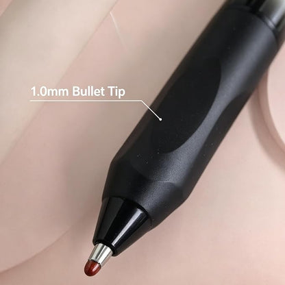 Fengtaiyuan Retractable Gel Pens, 1.0mm Bold Point, Quick Dry Black Ink, Gradient Black Barrel with Triangular Silicone Non-Slip Grip, Ergonomic Smooth Pens for Exam School Office [Pack of 6]