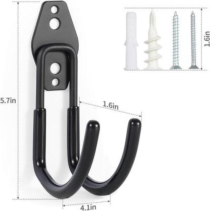 Hose Hanger Wall Mount 2 Pack,Heavy Duty Hose Holder with Screws Metal Hose Hangers for Outside,Hose Rack Suitable for Garage,Garden and Yard,Black