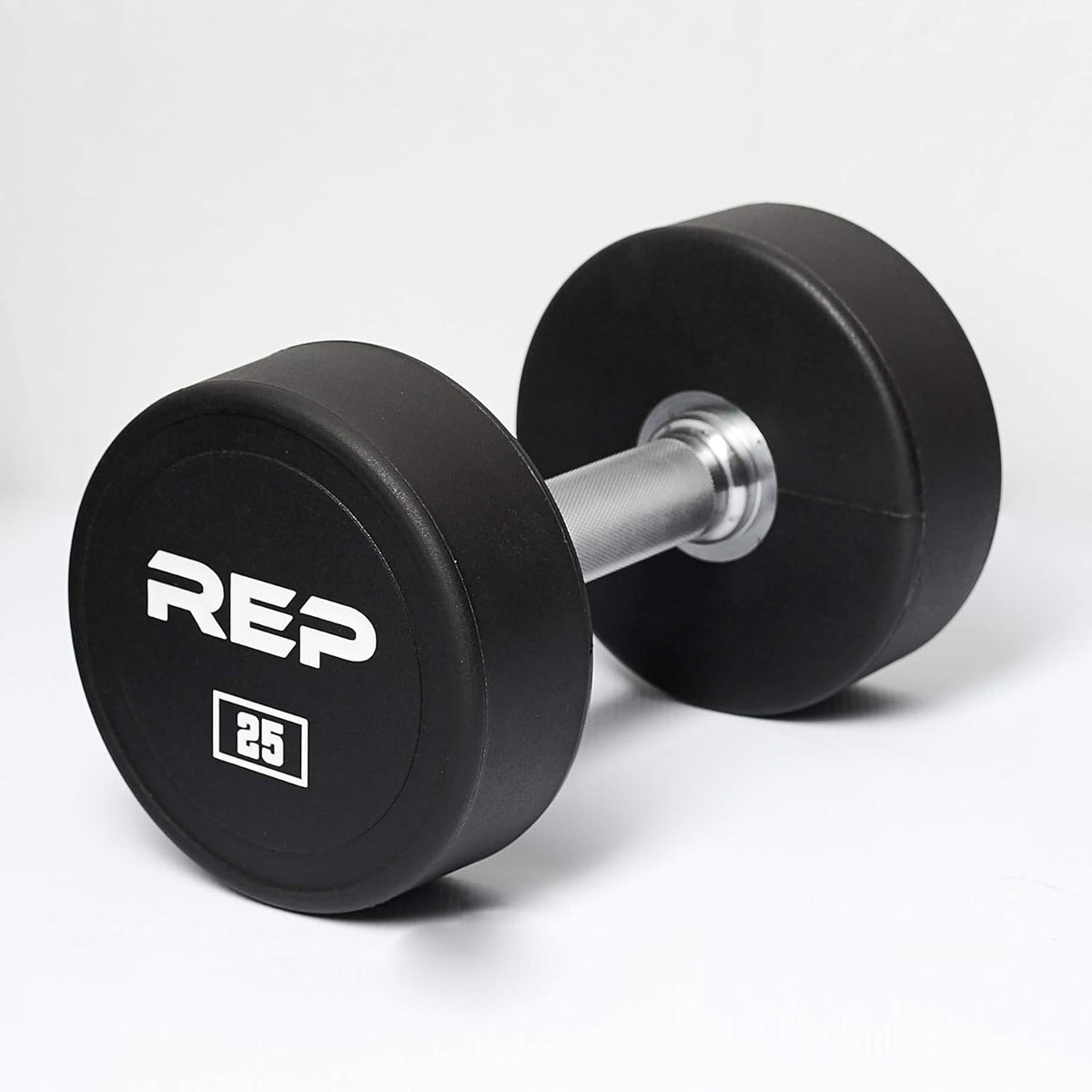 REP Fitness Urethane Coated Round Dumbbells, 5 to 100 lbs, Singles or Pairs, With or Without Rack, Steel Core, Rubber Encased, Chrome Handles, Professional Weights for Home Gym Strength Training