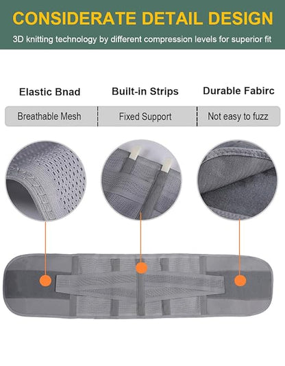 Back Brace for Lower Back Pain Men Women, Back Support Brace & Elastic Supports Belly Band Stomach Wrap Waist Belt Waist Trainer, Waist Brace Waist Trainer for Men Sciatica Pain Relief (Gray, XX-Large)