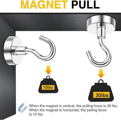 DIYMAG Magnetic Hooks, 30lbs+ Magnet Hook 2025 Cruise Cabin Ship Essentials Heavy Duty Strong Magnets Refrigerator Fridge Hanging for Classroom Beach Vacation Kitchen Grills Home 20 Pack (Silver)