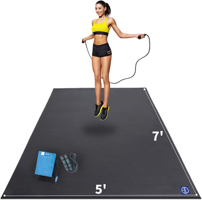 MRO Extra Large Exercise Mat 12'x7'/9'x7'/7'x7'/7'x5'(7mm), High-Density Workout Mats for Home Gym Flooring, Non-Slip, Extra Thick Durable Cardio Mat, Ideal for Plyo, MMA, Jump Rope - Shoe Friendly