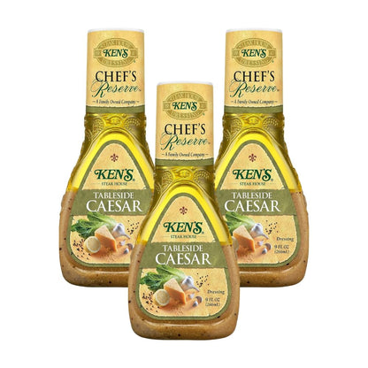 Ken's Steak House Chef's Reserve Tableside Caesar Dressing, 9 Ounce. (Pack of 3)