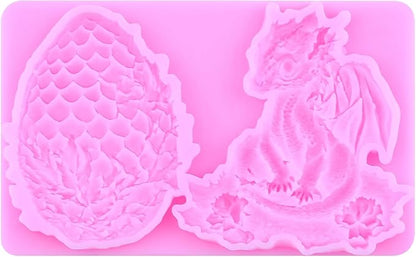 Dragon Fondant Molds Dragon Egg Silicone Candy Mold For Cake Decoration Cupcake Topper Candy Polymer Clay Gum Paste Set Of 2