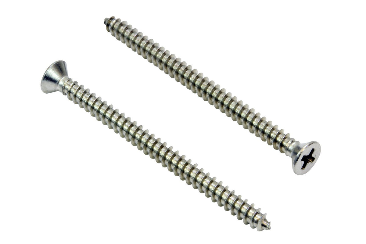 Bolt Dropper #4 x 1-1/2" Stainless Steel Flat Head Phillips Wood Screw, (100 pc), 18-8 (304) Stainless Steel Sheet Metal Screws - Type A Point, Plain Finish