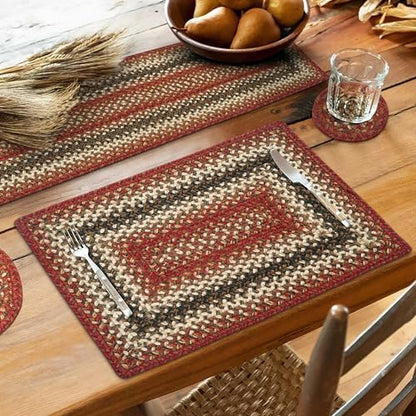 Homespice Chester Braided Placemats for Cabin Decor, Rect 13x19 Set of 4