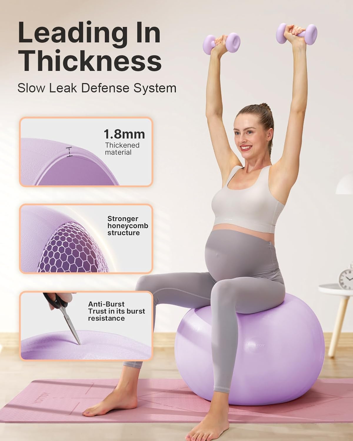 YOTTOY Pregnancy Ball - 1.8mm Thick Birthing Ball for Maternity Physio and Birth Preparation, Yoga and Exercise for Pregnancy - Includes Pump