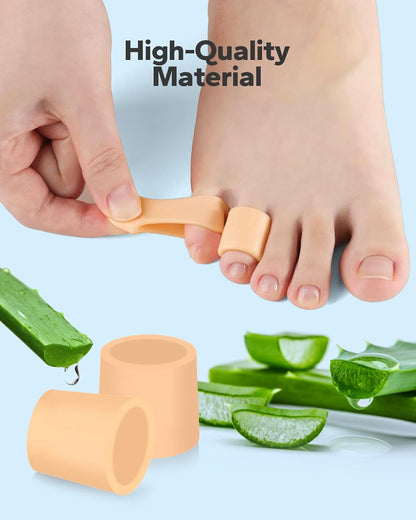 Silicone Toe Sleeves (24 Count), Pain Relief Pinky Toe Protector, Corn Protectors for Toes, Corn Pads for Pinky Toe, Gel Toe Protector for Bunion Blisters, Corns, Hammer Toes, Toenails Loss (Nude)
