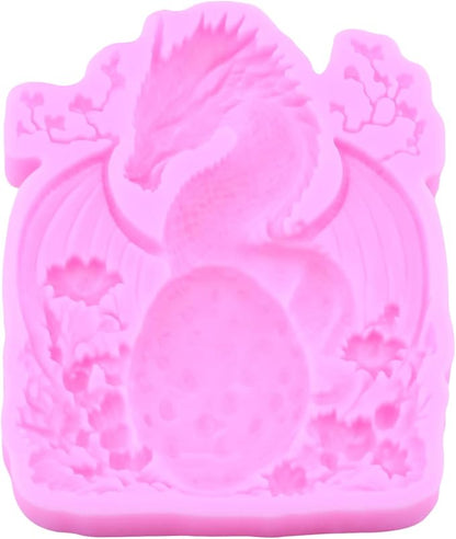 Dragon Fondant Molds Dragon Egg Silicone Candy Mold For Cake Decoration Cupcake Topper Candy Polymer Clay Gum Paste Set Of 2