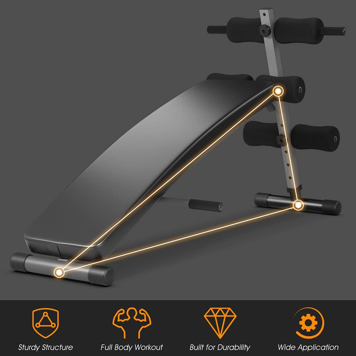GYMAX Sit Up Bench, 440lbs Adjustable Incline Sit up Bench for Abs, Utility Workout Training Slant Bench for Home Gym, Multifunctional Exercise Fitness Equipment for Strength Training, Crunch Board Ab Bench