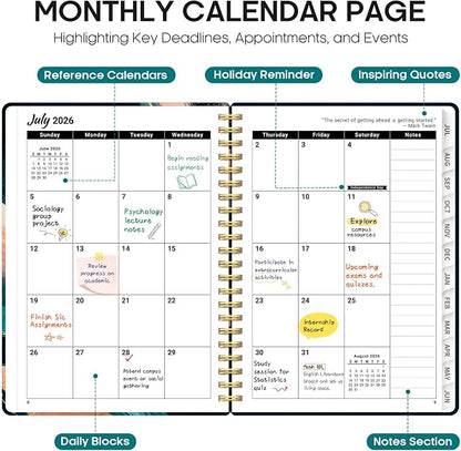 Academic Planner 2026-2027, Jul 2026-Jun 2027 Monthly & Weekly Planner