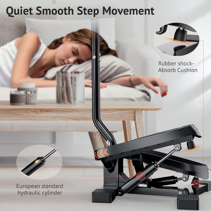 Sportsroyals Stair Stepper,Twist/Mini Stepper for Exercise at Home,Step Machine with Resistance Bands for Full Body Workout, 350lbs+ Capacity
