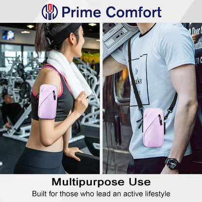 Cell Phone Holder for Walking, Running, Arm Band for Phone, Cell Phone Purse, Cross Body Phone Bag, Phone Holster, Cell Phone Carrier for Men Women, Phone Pouch (Purple)