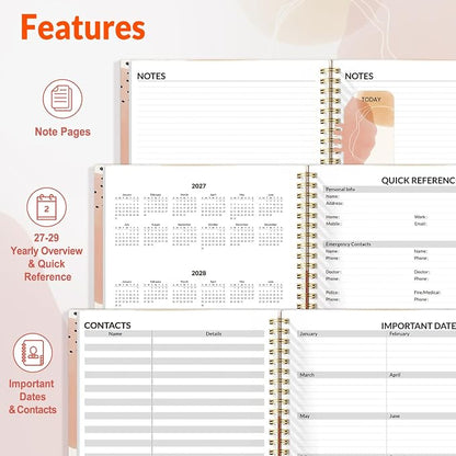 SUNEE 2027 Appointment Book, Quarter-Hourly, Weekly Monthly Planner, 6" x 8.3",Pink Breeze