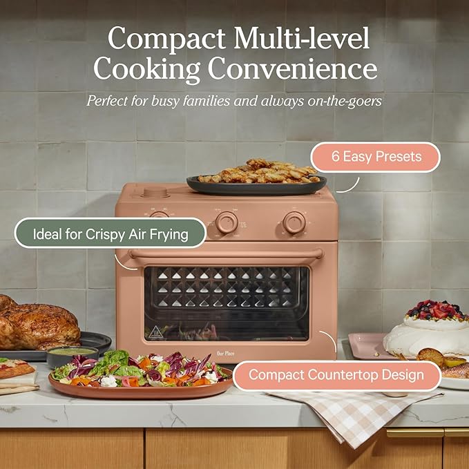 Our Place Large Wonder Oven | 6-In-1 Toxin-Free Air Fryer & Toaster with Steam Infusion | Family-Sized 32QT, 1700W Countertop Design | Includes Bake Tray, Fryer Basket, Large Racks | Spice